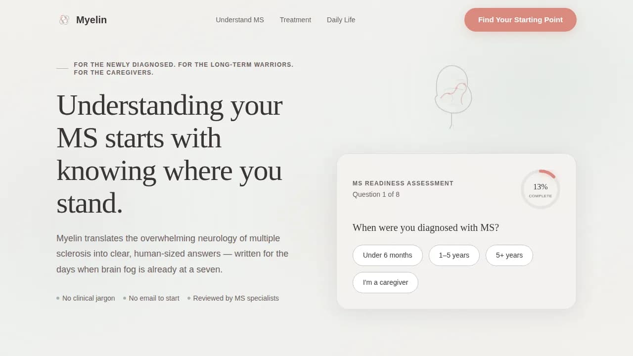Myelin - Empowering MS Patient Education Landing Page Template