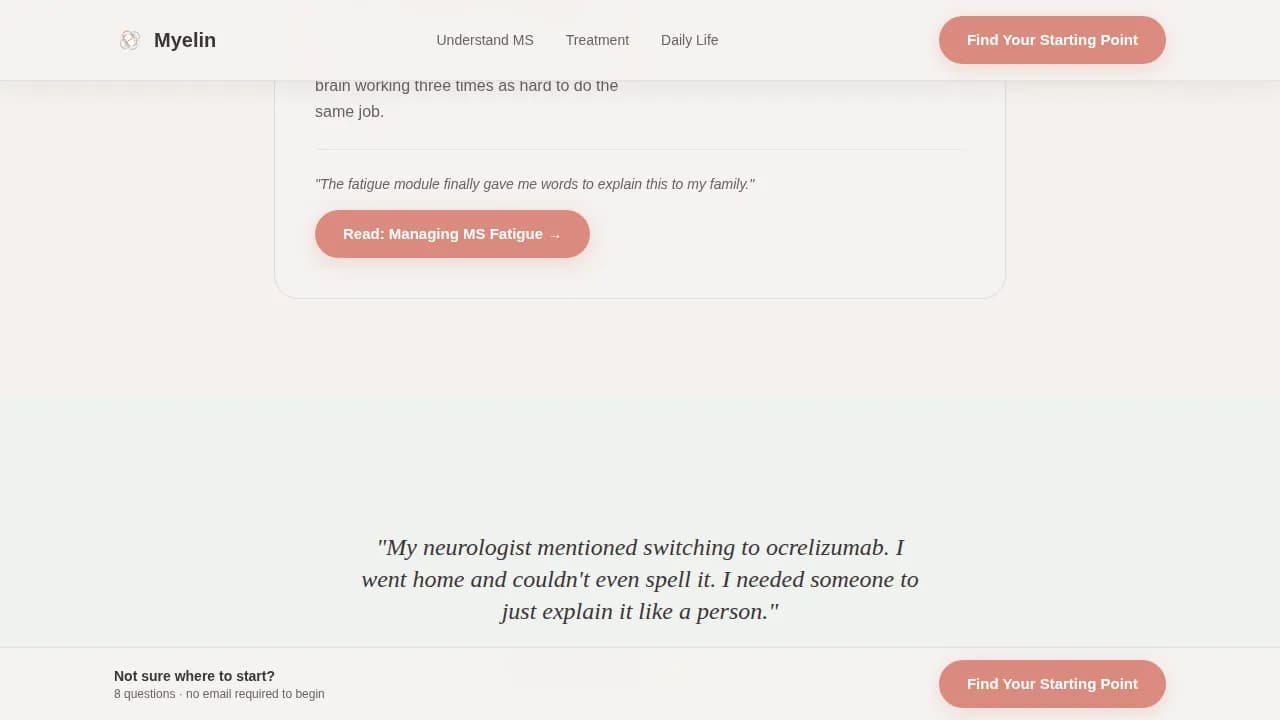 Myelin - Empowering MS Patient Education Landing Page Template