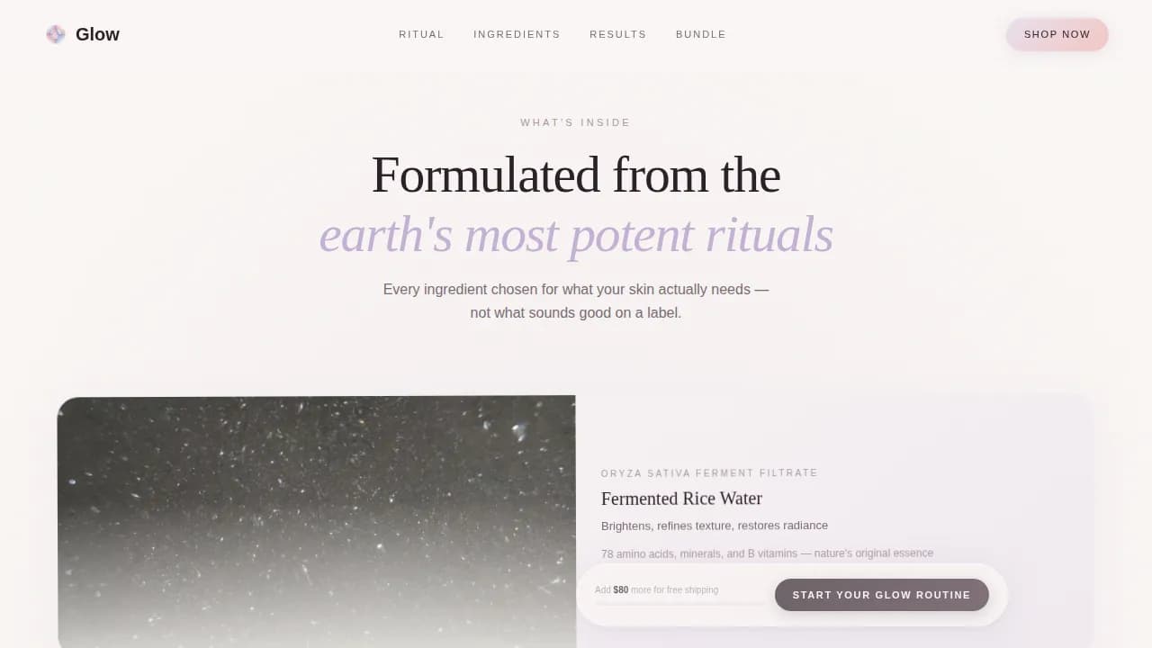 Glow — Korean Skincare Routine Landing Page Template