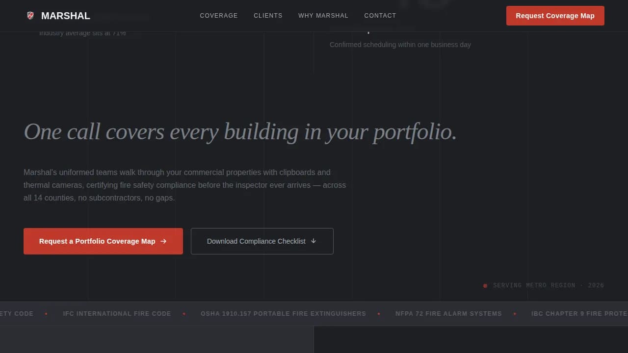 Marshal — Certified Fire Protection Landing Page Template