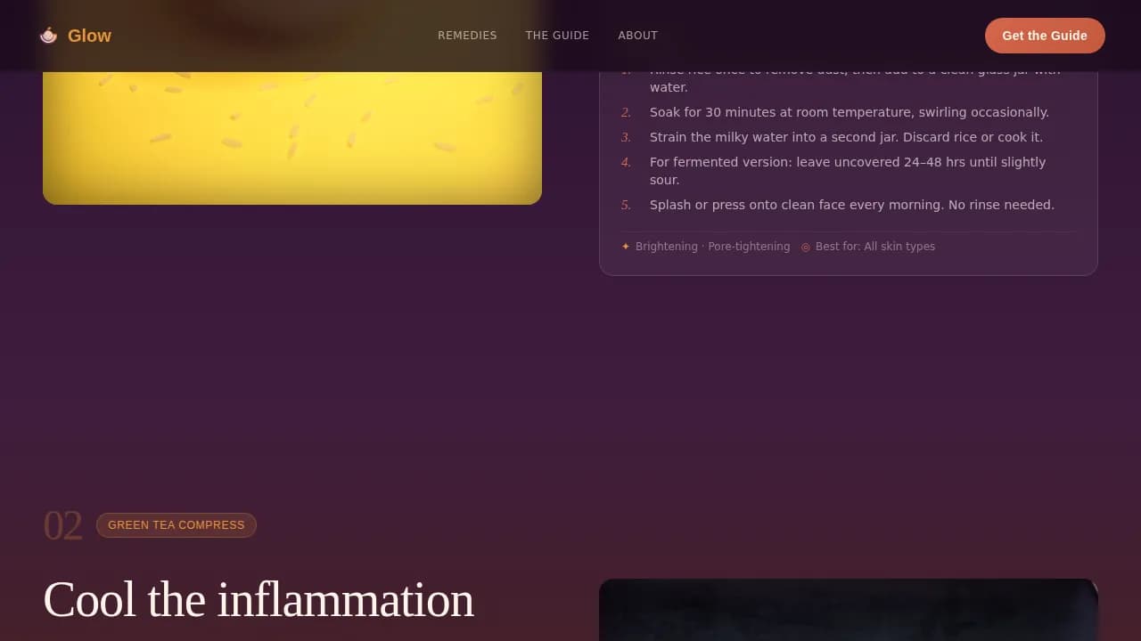 Glow — Natural Skincare Transformation Landing Page Template