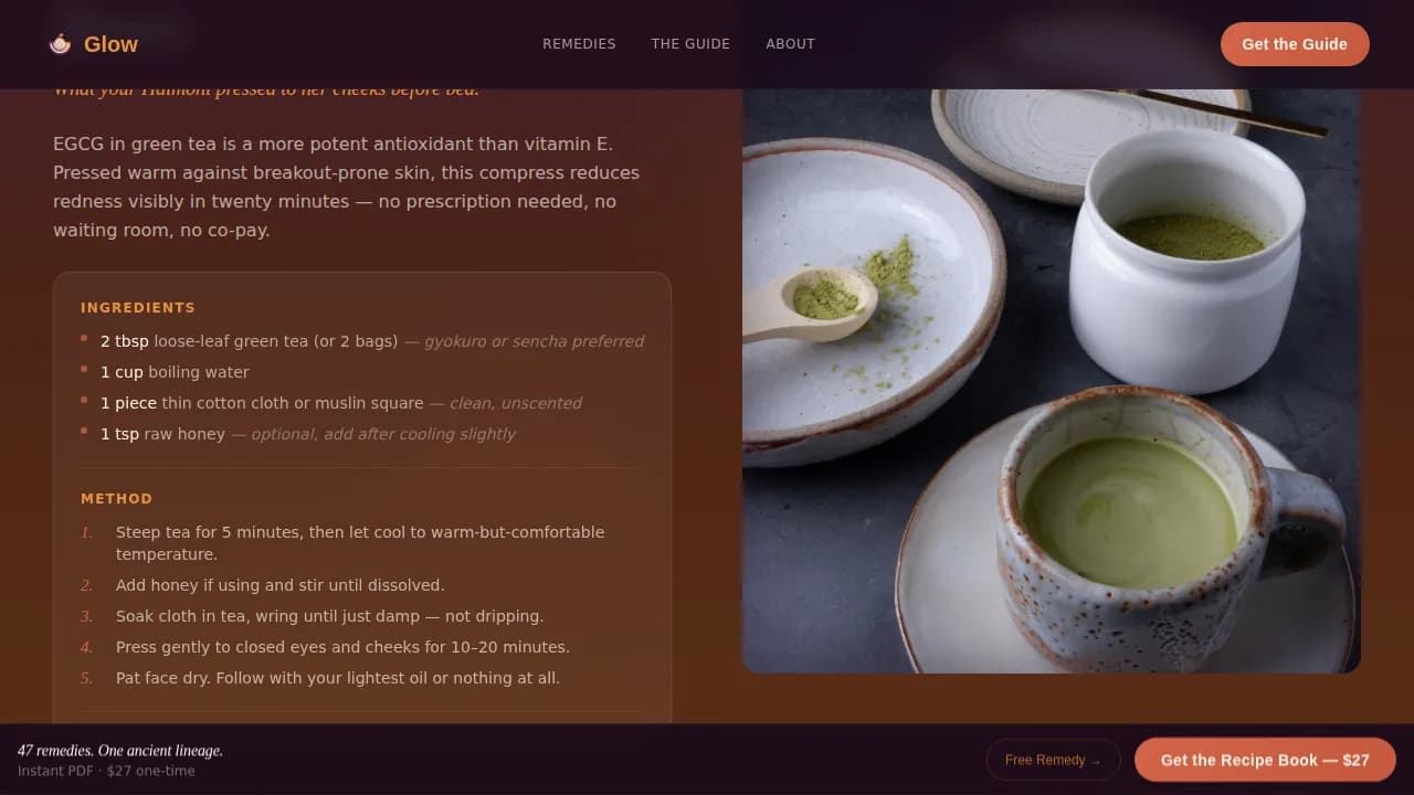 Glow — Natural Skincare Transformation Landing Page Template