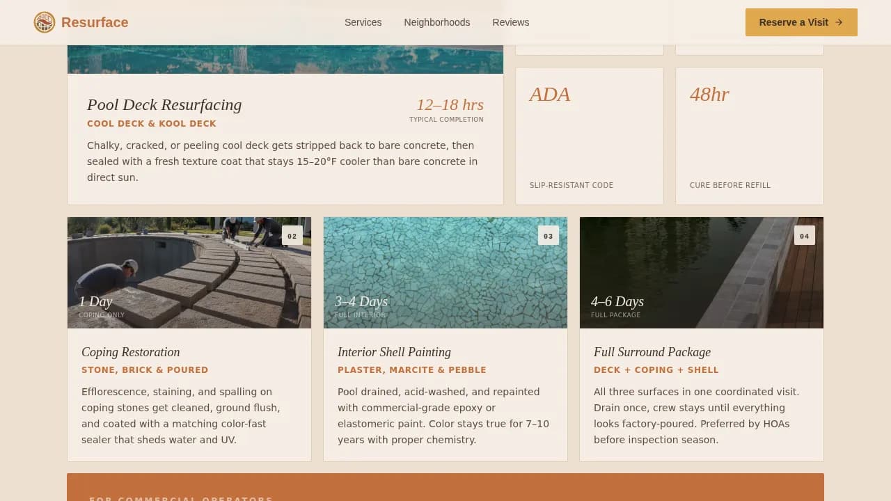 Splash — Premium Pool Restoration Landing Page Template