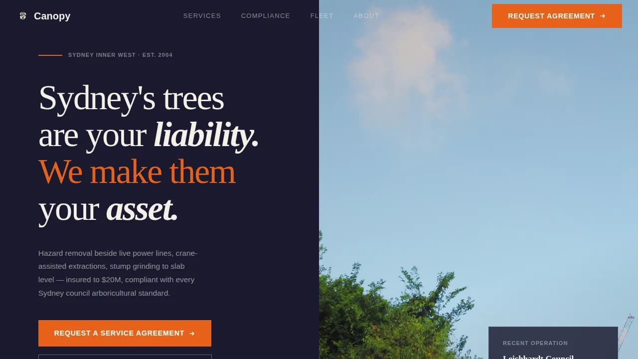 Canopy — Trusted Arborist Services Landing Page Template