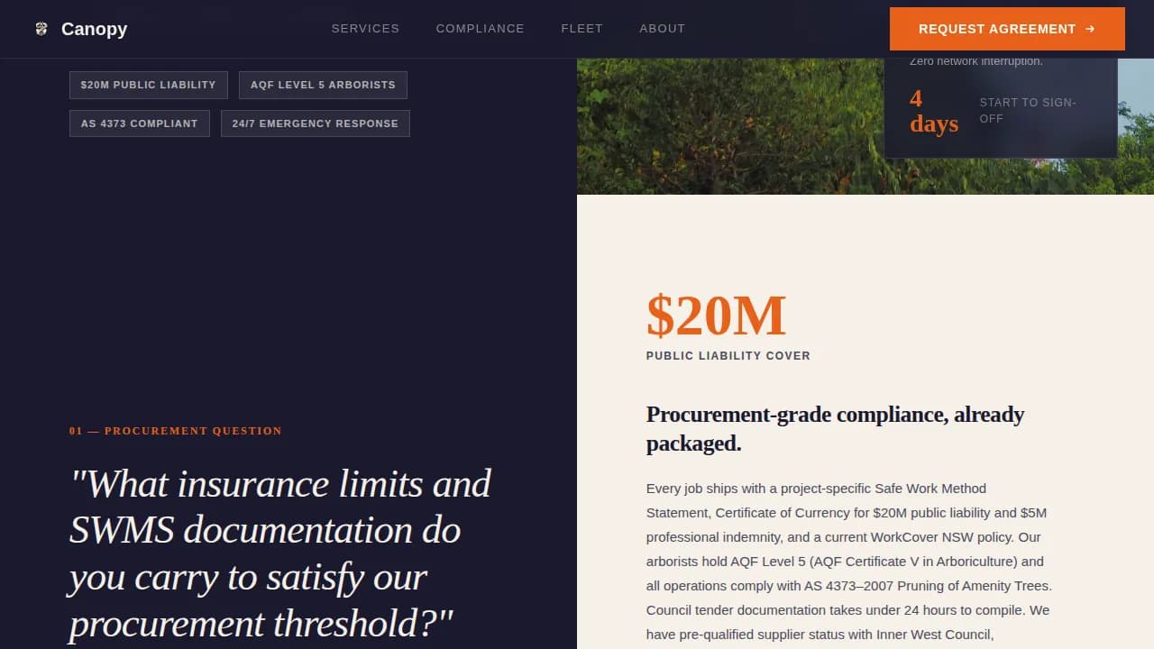 Canopy — Trusted Arborist Services Landing Page Template