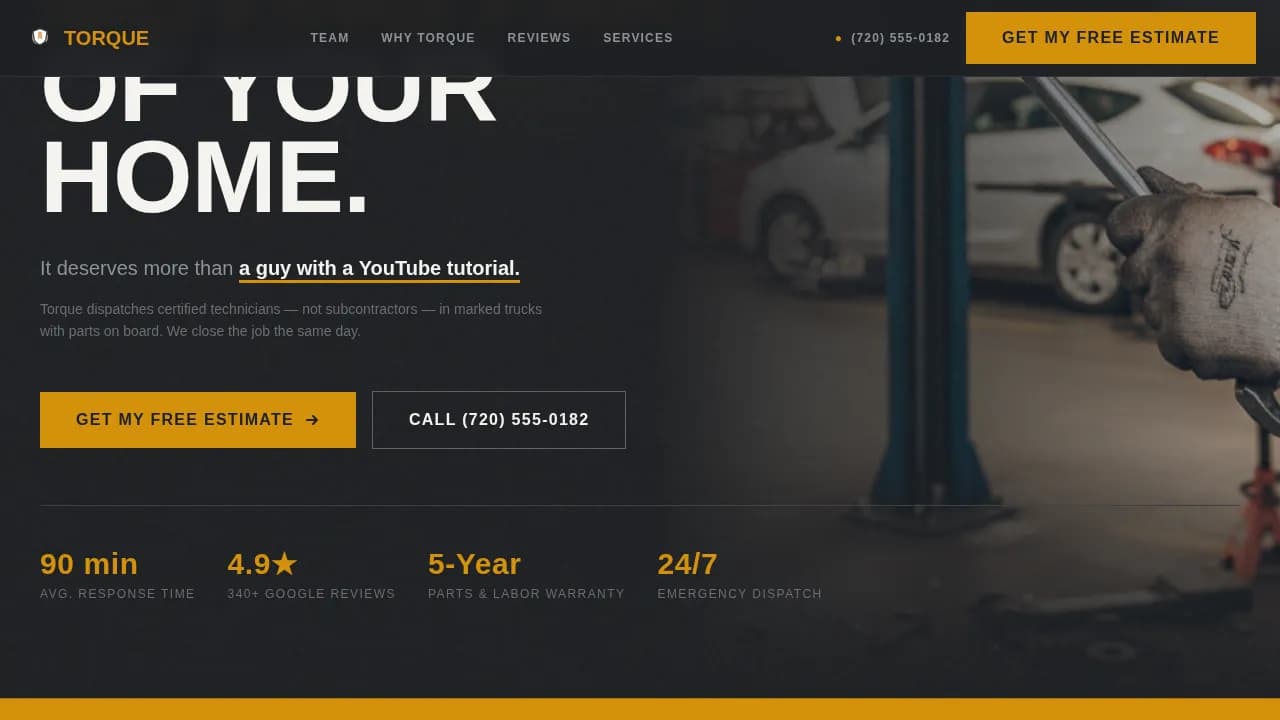 Torque — Reliable Door Repair Landing Page Template