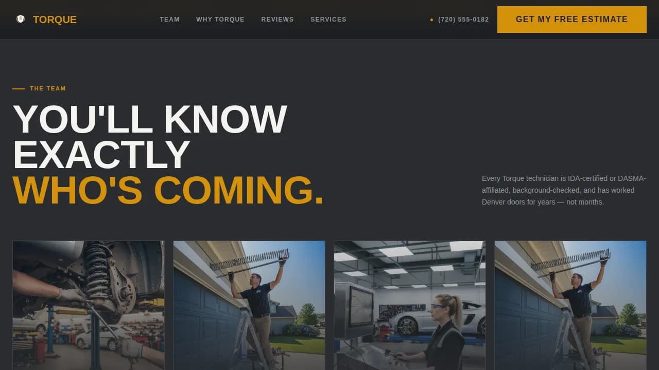 Torque — Reliable Door Repair Landing Page Template