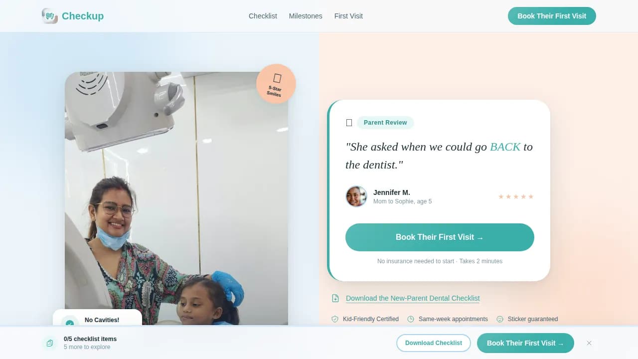 Checkup — Expert Kids Dentistry Landing Page Template