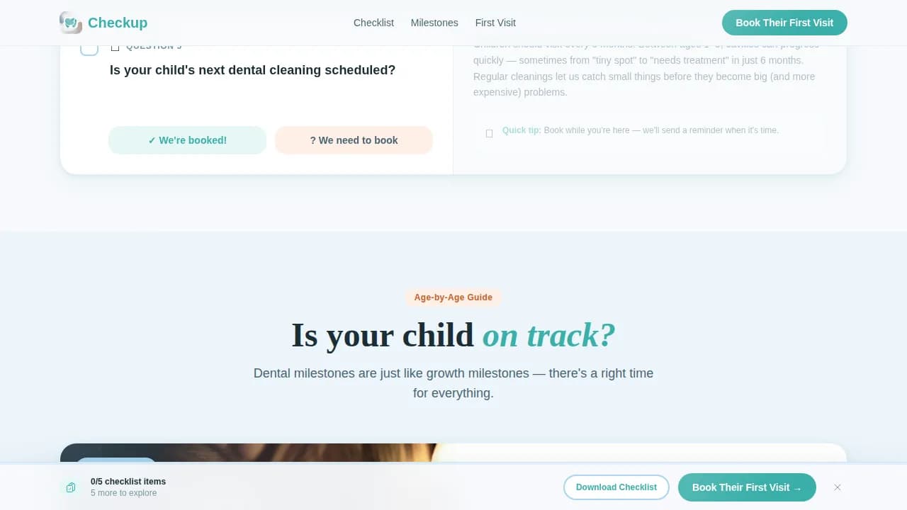 Checkup — Expert Kids Dentistry Landing Page Template