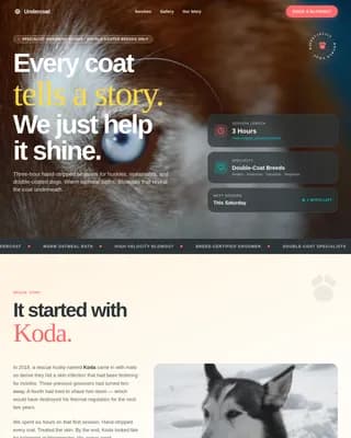 Undercoat — Professional Husky Grooming Landing Page Template