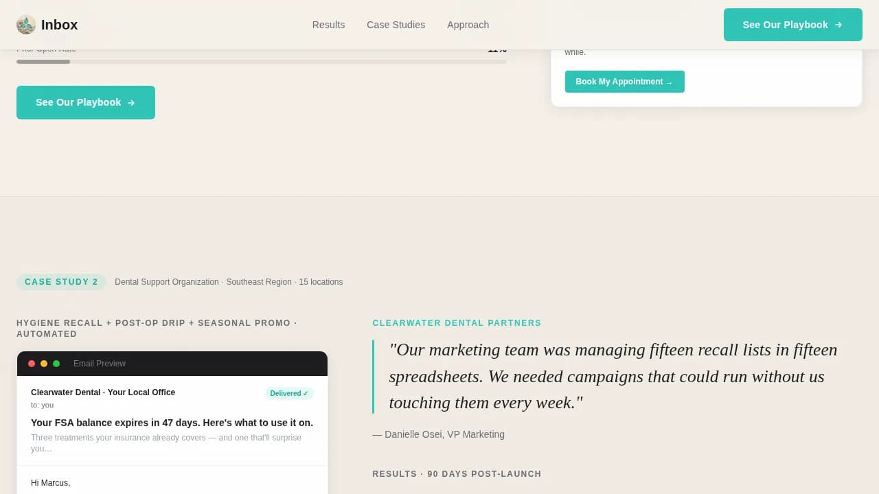 Inbox — Dental Marketing Automation Landing Page Template