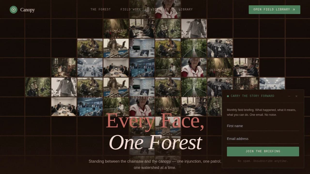 Canopy — Conservation Impact Nonprofit Landing Page Template