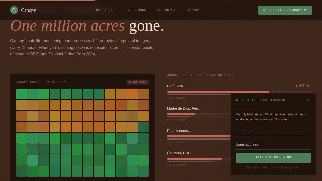 Canopy — Conservation Impact Nonprofit Landing Page Template