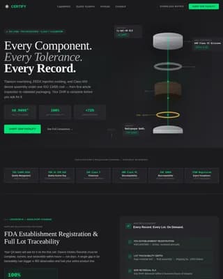 Certify - Cleanroom-Grade Medical Device OEM Supplier Landing Page Template