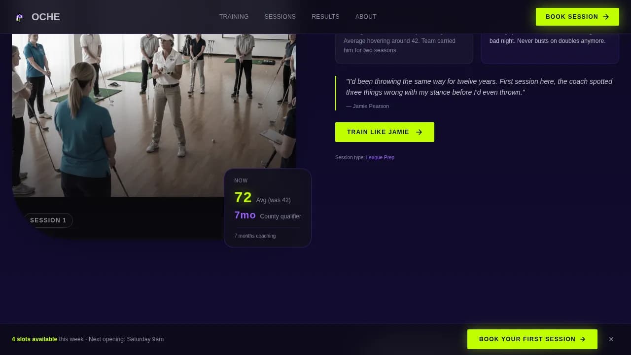 Bullseye — Elite Darts Training Landing Page Template