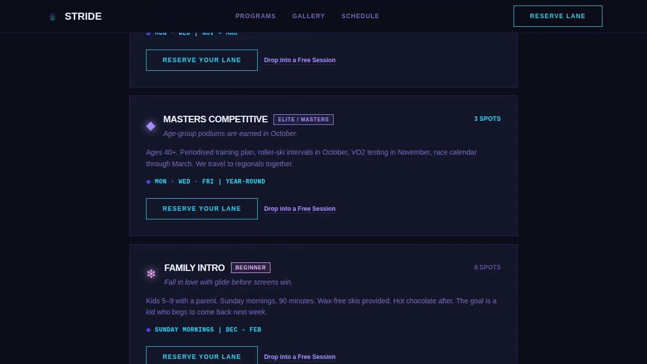 Traverse — Elite Nordic Sports Landing Page Template