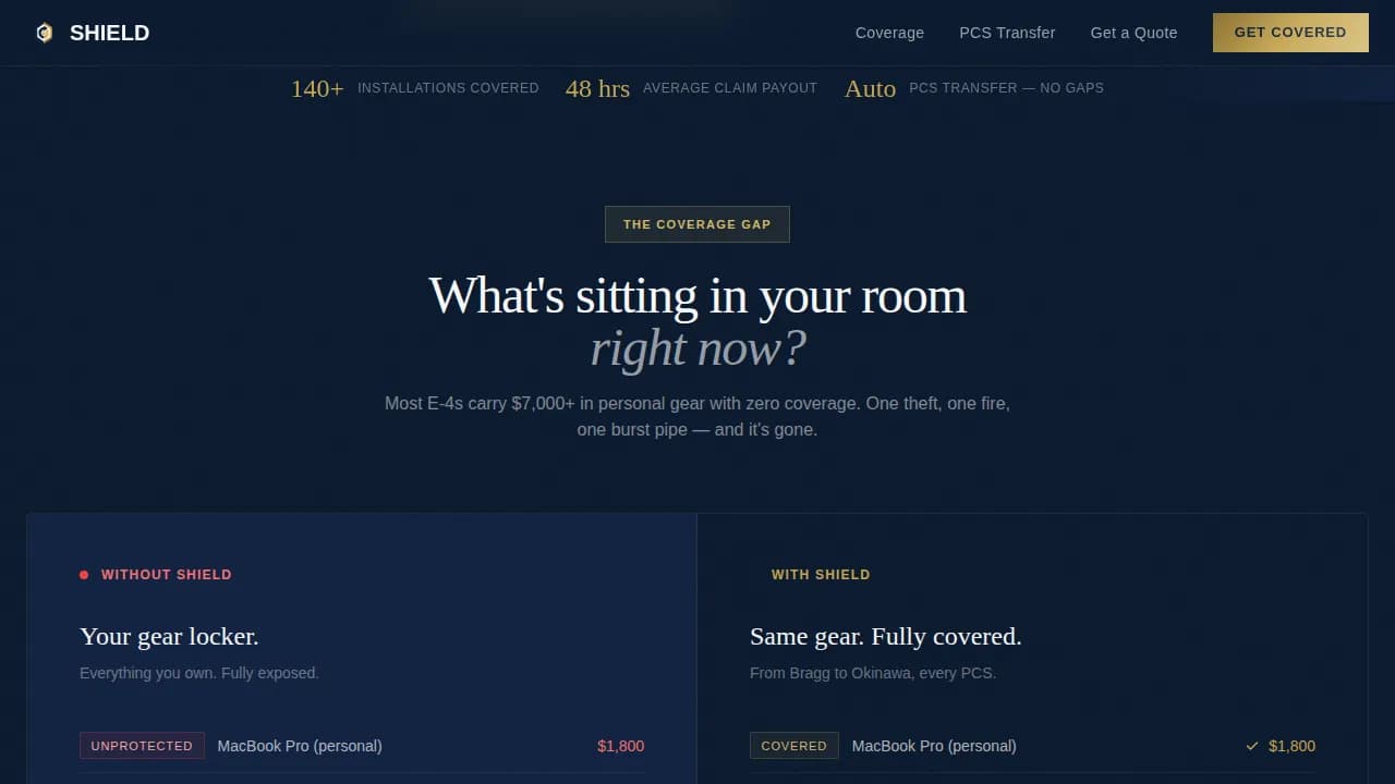 Military Service Member Insurance Comparison Website Template