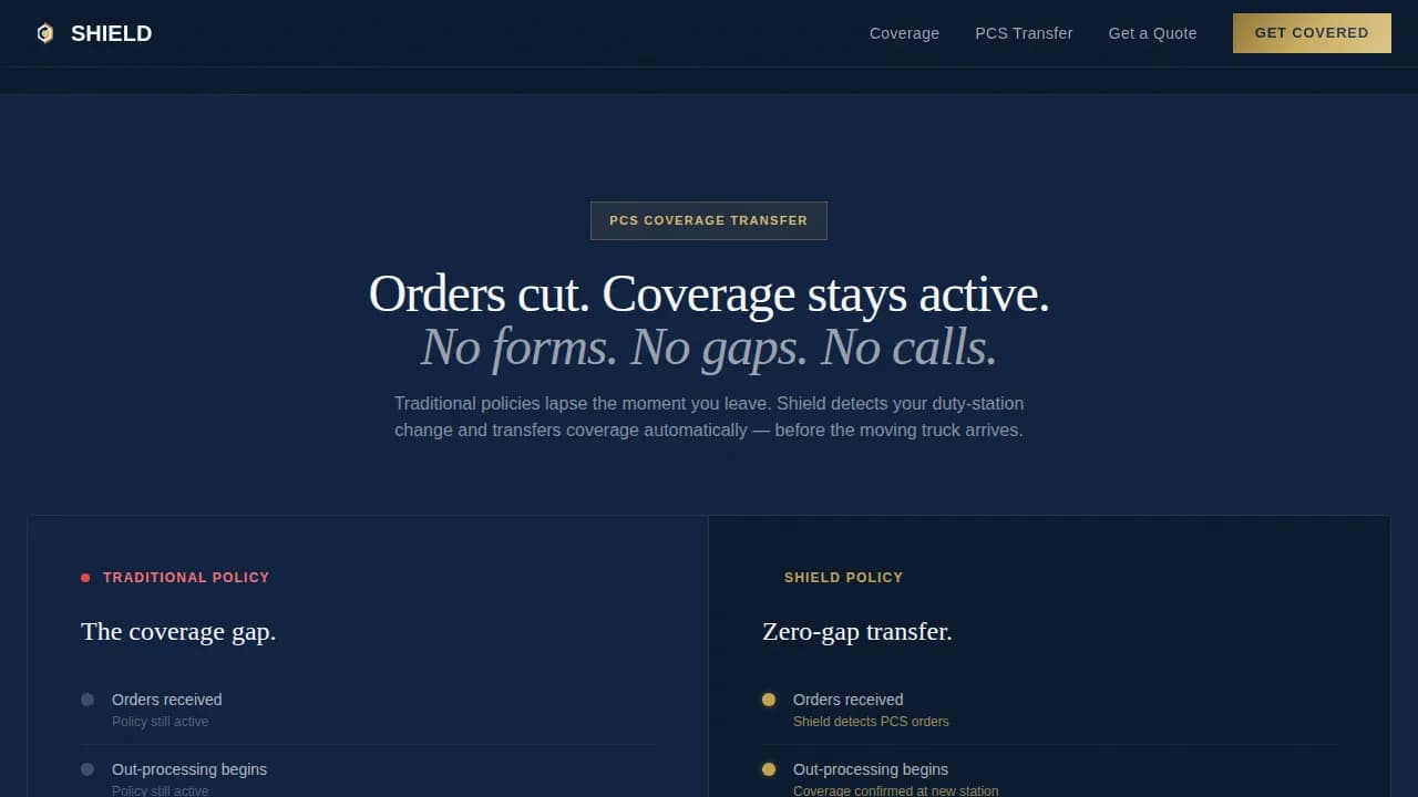 Military Service Member Insurance Comparison Website Template