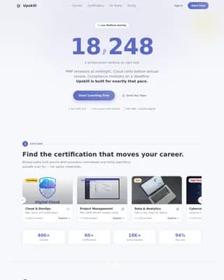 Upskill - Professional Certification Training Landing Page Template