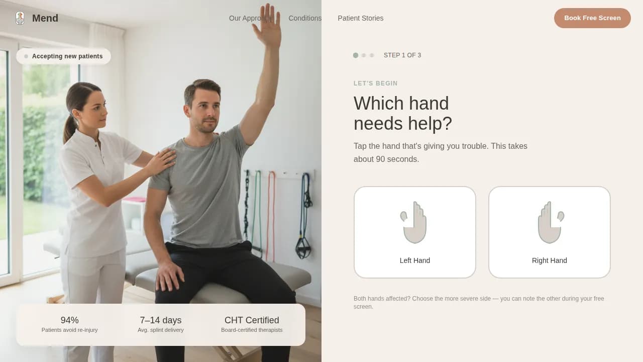 Restore — Expert Hand Rehabilitation Landing Page Template