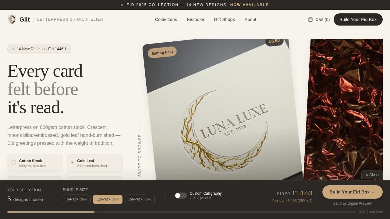 Ornate — Premium Cultural Stationery Landing Page Template