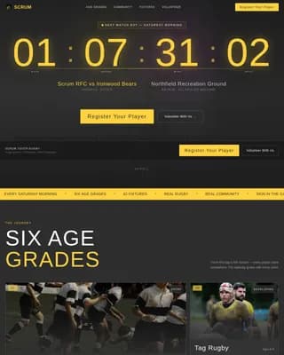 Tackle — Industrial Rugby Academy Landing Page Template