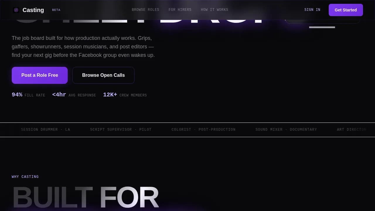 Audition — Dynamic Entertainment Careers Landing Page Template