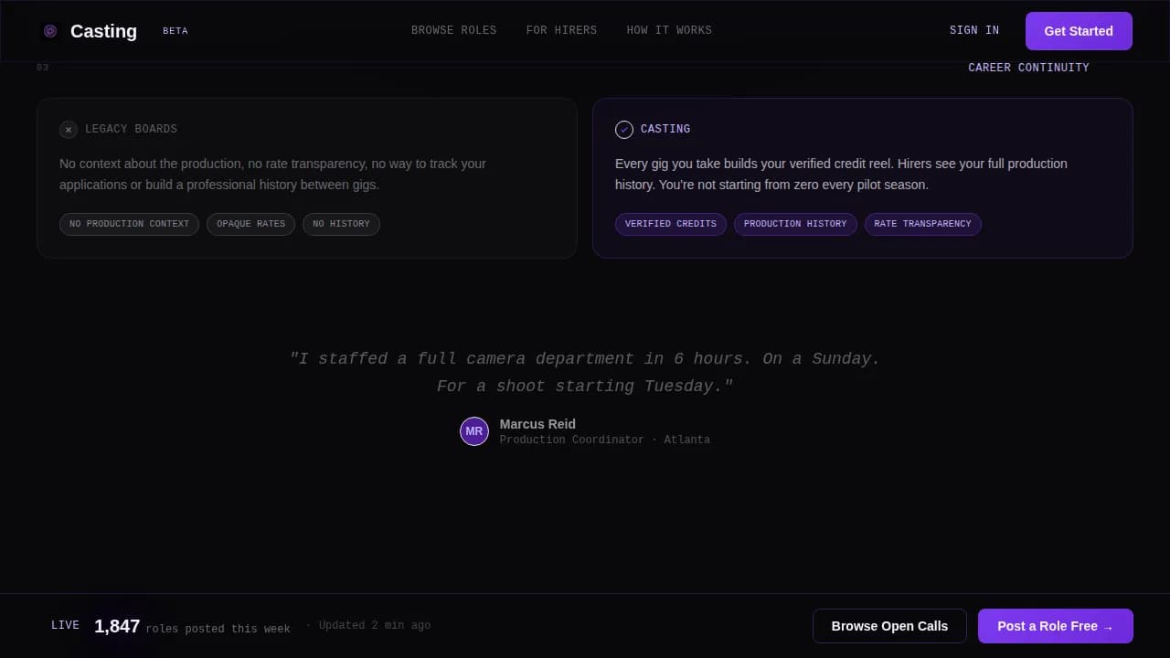 Audition — Dynamic Entertainment Careers Landing Page Template