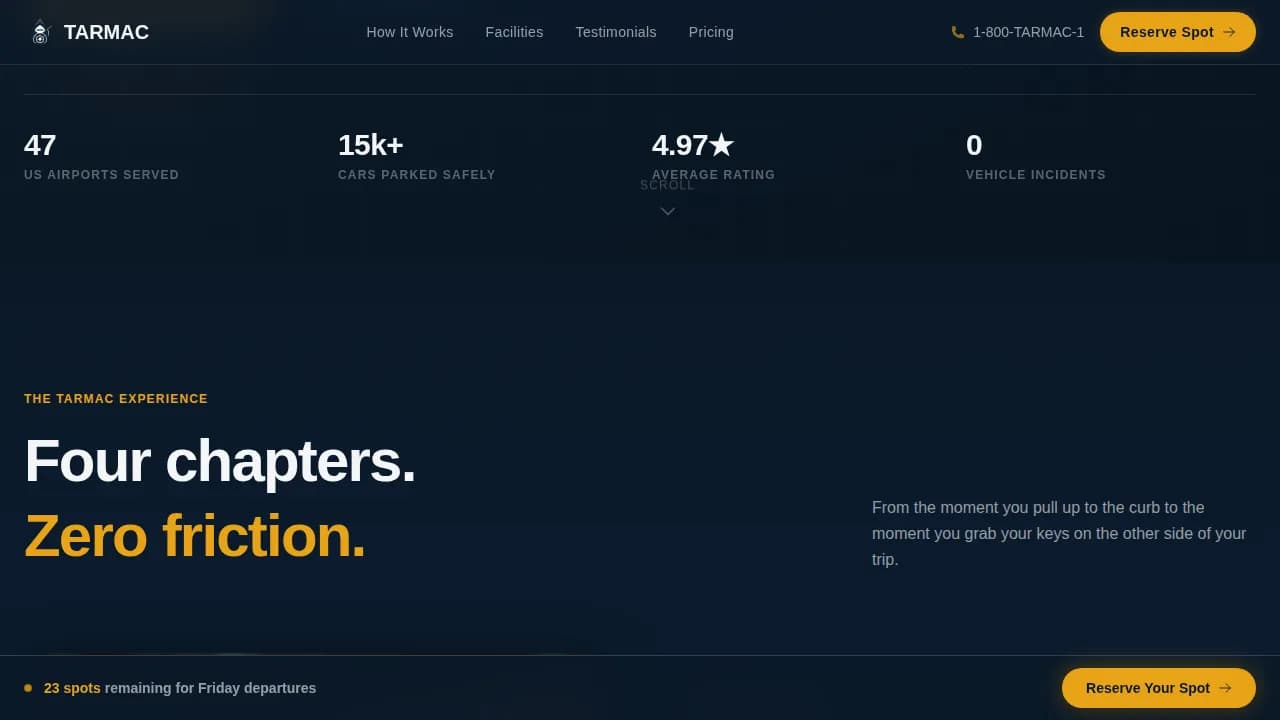 Park — Premium Airport Valet Landing Page Template