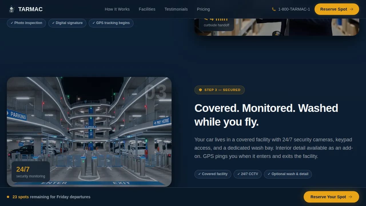Park — Premium Airport Valet Landing Page Template