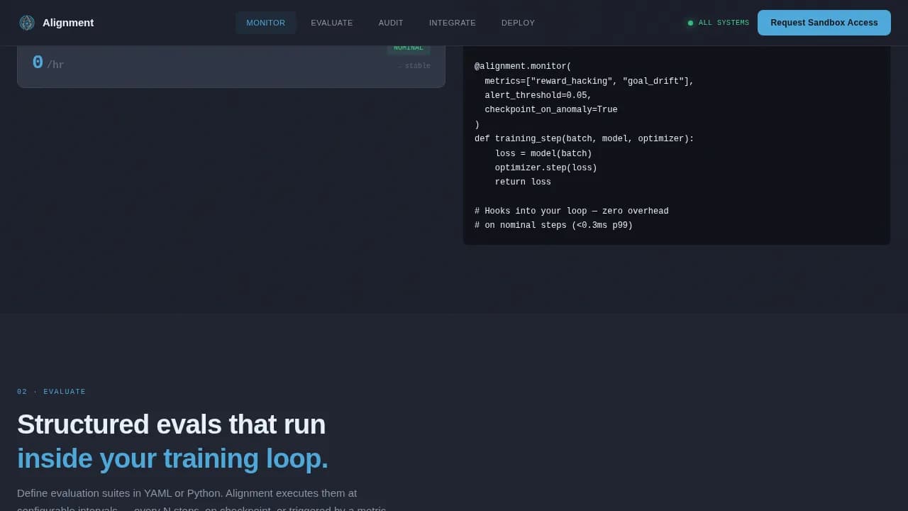 Monitor — AI Safety Oversight Landing Page Template
