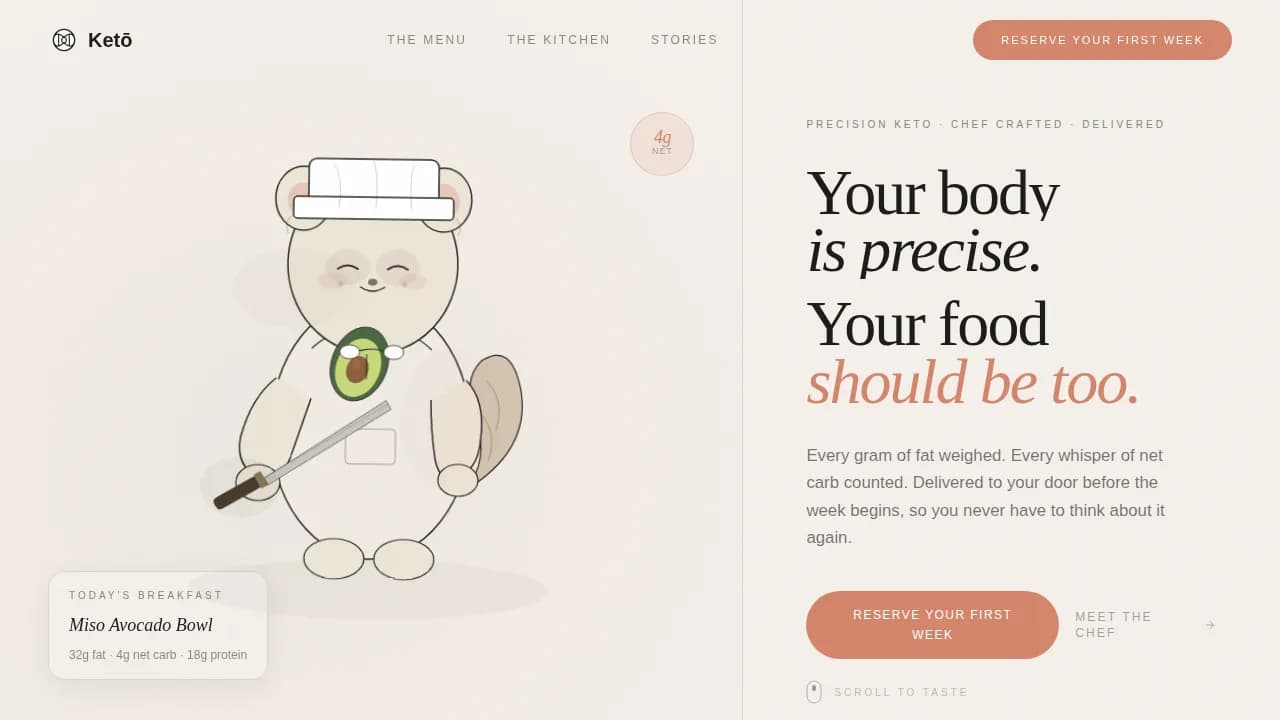 Keto — Pro Nutrition Meal Plan Landing Page Template