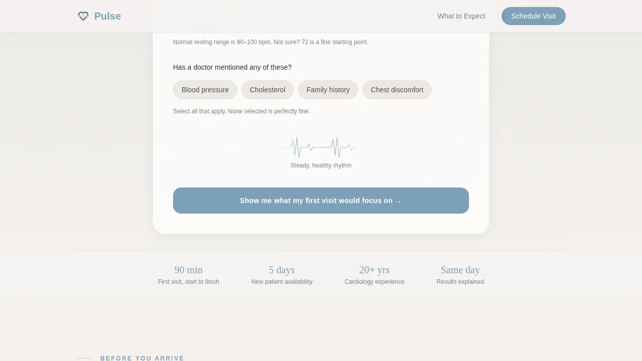 Vitals — Heart Health Onboarding Landing Page Template