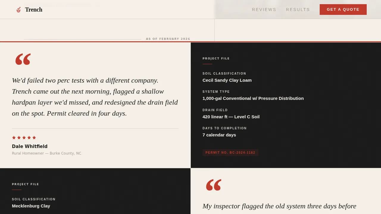 Excavate — Trusted Septic Installer Landing Page Template