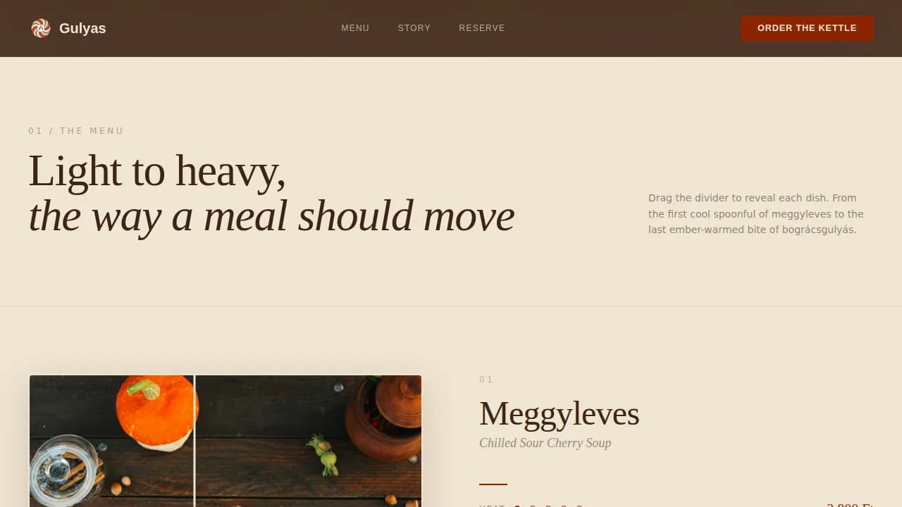 Goulash — Artisan Hungarian Cuisine Landing Page Template