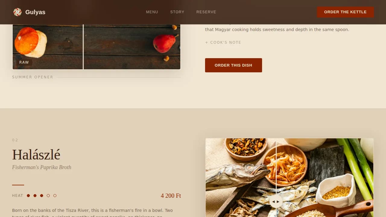 Goulash — Artisan Hungarian Cuisine Landing Page Template