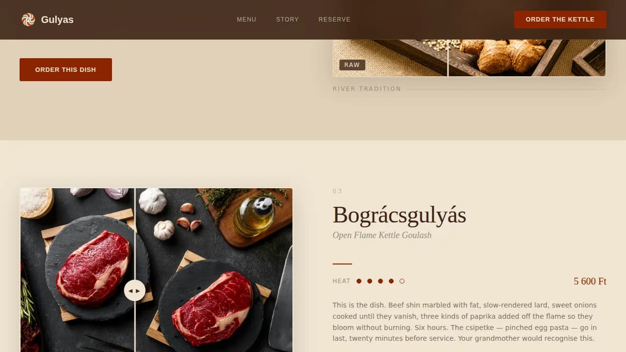 Goulash — Artisan Hungarian Cuisine Landing Page Template