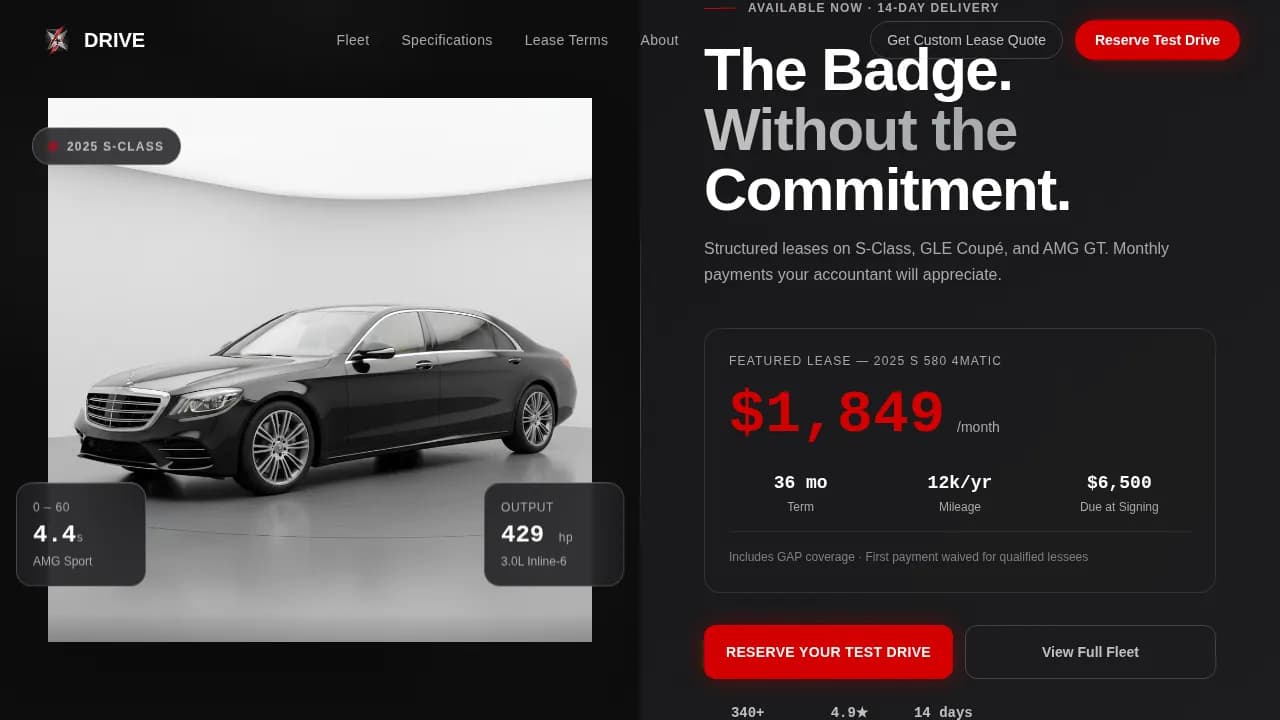 Car Dealership Specialist Booking Website Template