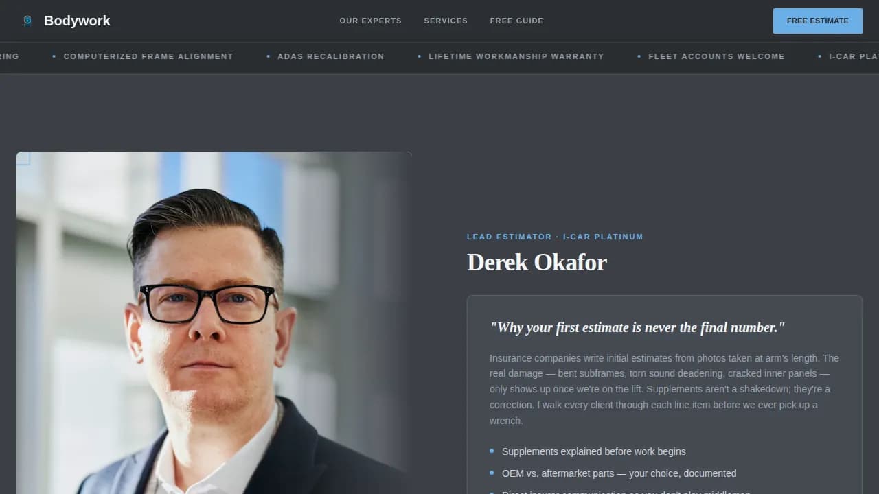 Impact — Certified Vehicle Restoration Landing Page Template