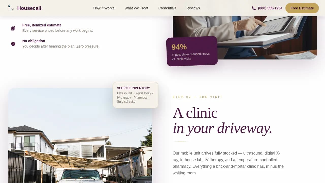 VetCare — Licensed Mobile Veterinary Landing Page Template