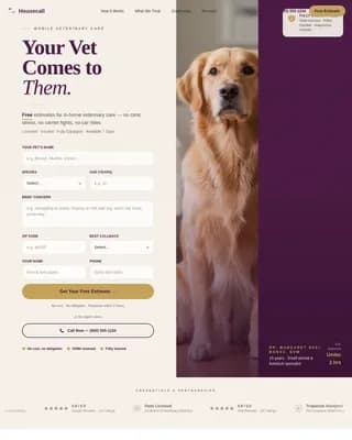 VetCare — Licensed Mobile Veterinary Landing Page Template