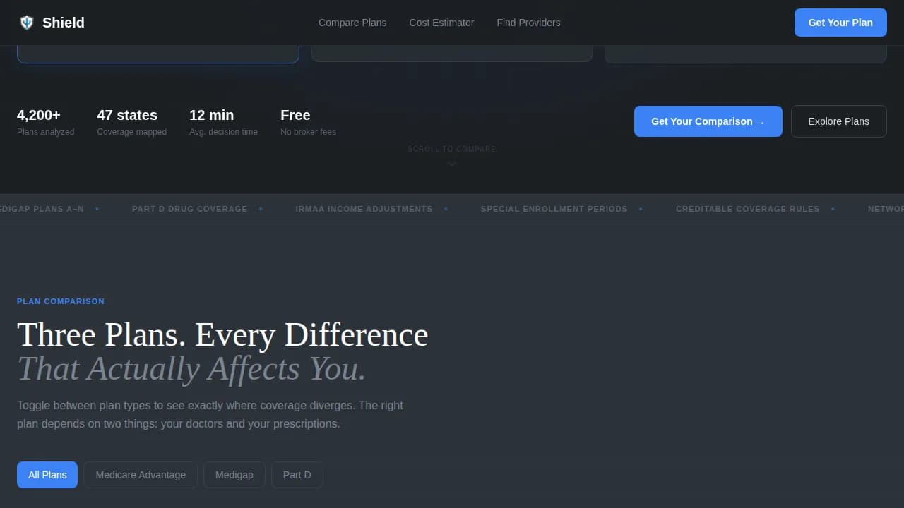 Shield - Precision Medicare Comparison Landing Page Template