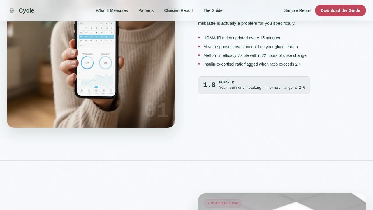 Cycle - Clinical Grade PCOS Hormone Monitor Landing Page Template