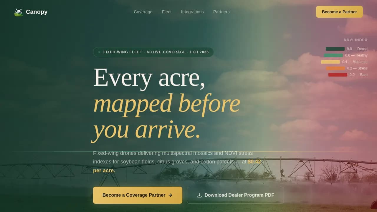 Canopy — Intelligent Agricultural Technology Landing Page Template
