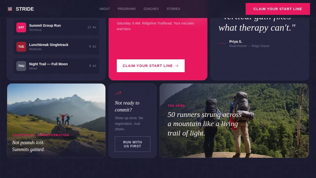 Peak — Vibrant Trail Running Landing Page Template
