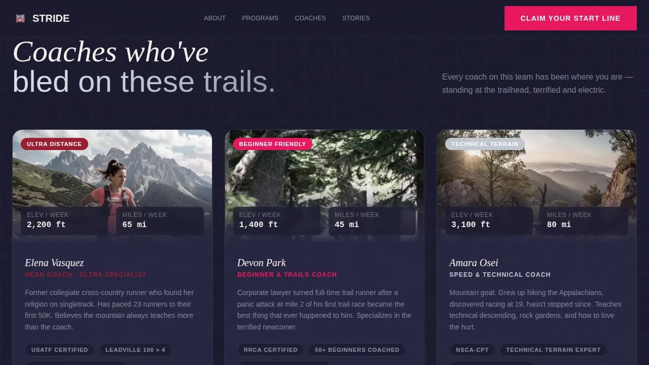 Peak — Vibrant Trail Running Landing Page Template