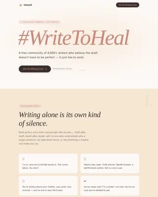 Inkwell - Healing Writers Community Landing Page Template