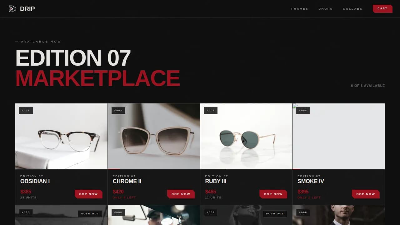 Finesse — Exclusive Designer Eyewear Landing Page Template
