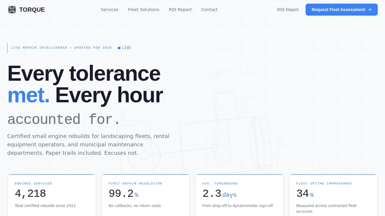 Revamp — Precision Engine Service Landing Page Template