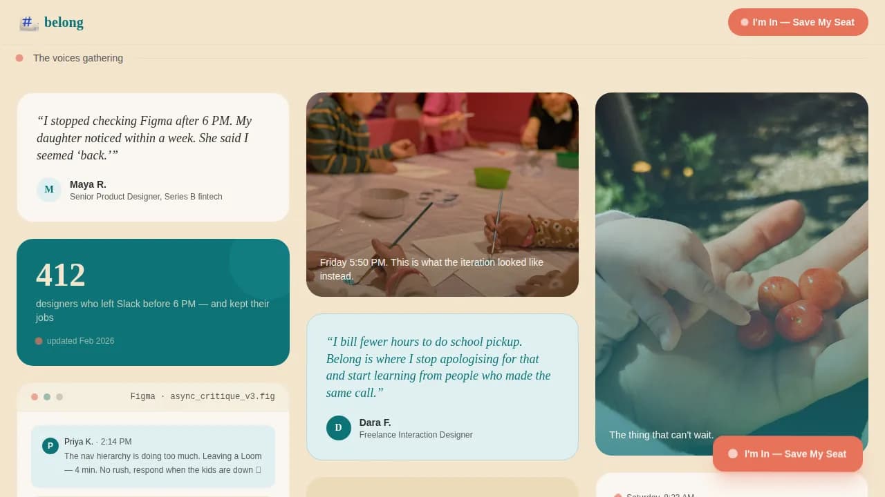 Belong - Family First UX Designers Mastermind Landing Page Template
